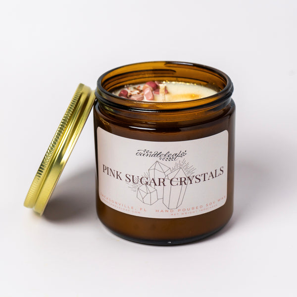 Pink Sugar Crystals Amber Jar