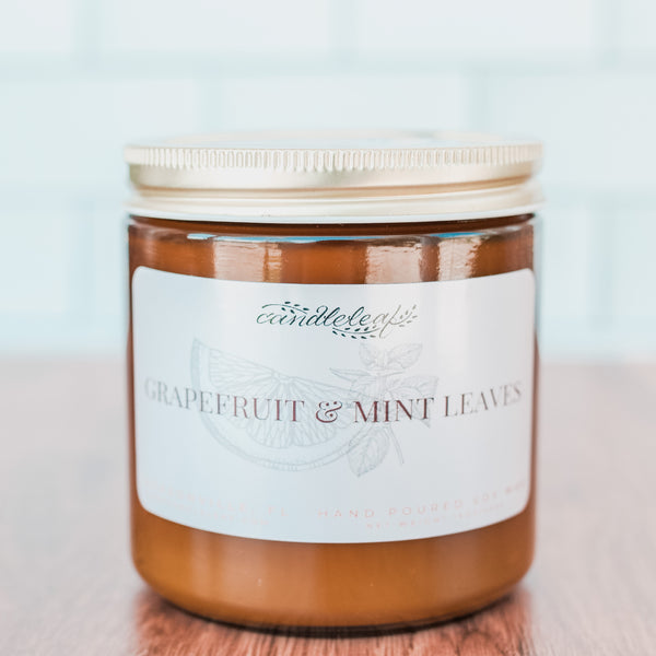 Grapefruit & Mint Leaves Amber Jar