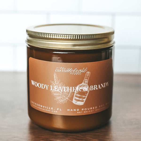 Woody Leather & Brandy Amber Jar